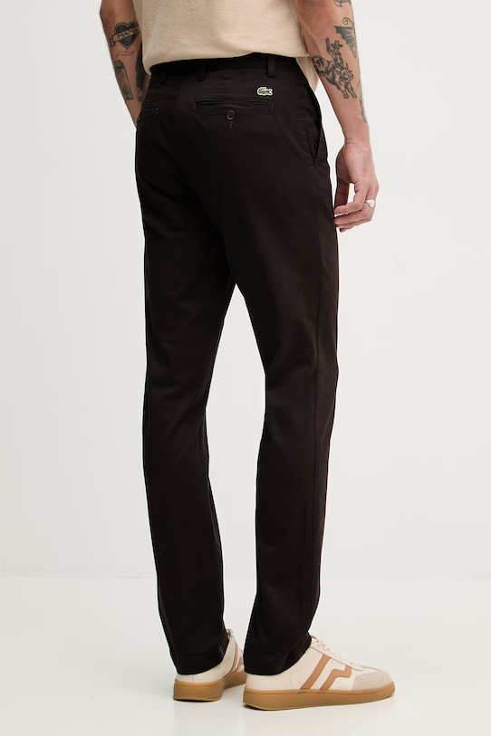 Odzież Lacoste spodnie regular męskie bawełniane z elastanem HH1965 brązowy