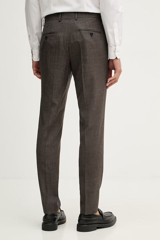 Odzież BOSS spodnie męskie z wełną BOSS X DAVID BECKHAM 50563826 brązowy