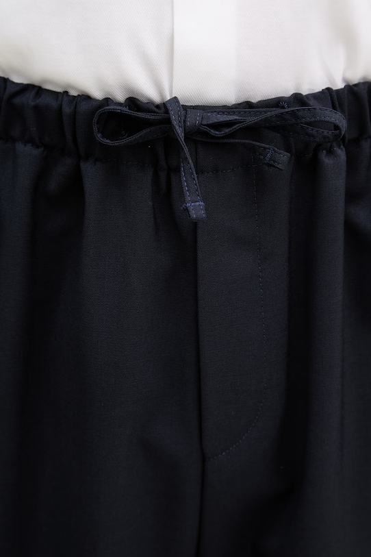 BOSS nohavice pánske vlnené BOSS X DAVID BECKHAM tmavomodrá 50563827