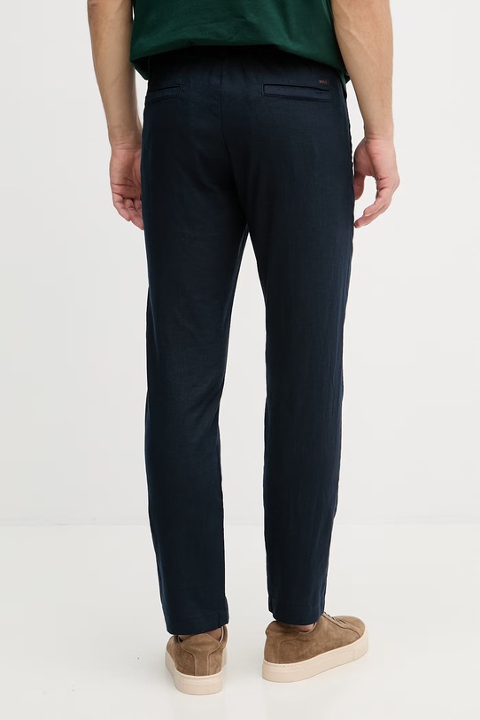 Oblečenie BOSS Orange nohavice pánske s ľanom 50559595 tmavomodrá