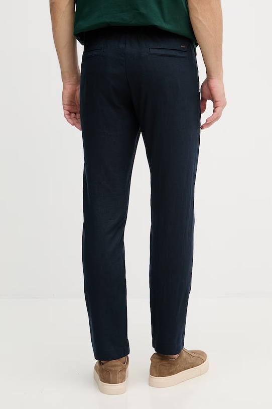 Oblečenie BOSS Orange nohavice pánske s ľanom 50559595 tmavomodrá