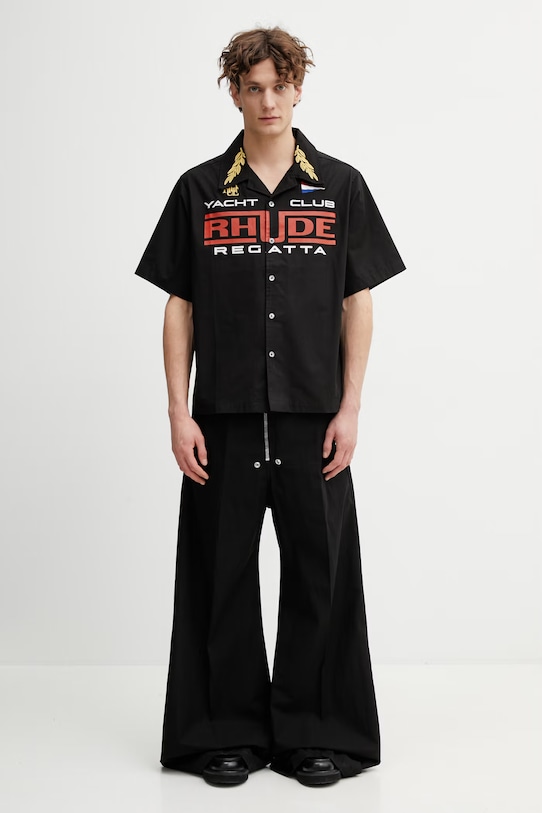 Rick Owens DRKSHDW Geth Belas pantaloni din bumbac pentru bărbați DU01F4378.CR negru