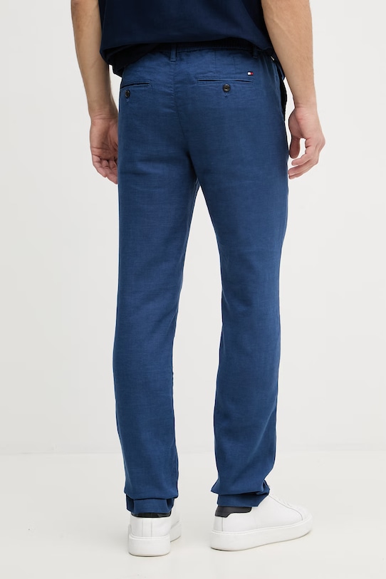 Odzież Tommy Hilfiger spodnie męskie z lnem MW0MW42337 granatowy