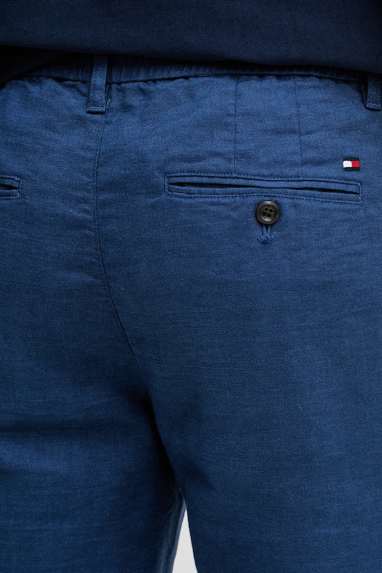 Tommy Hilfiger spodnie męskie z lnem granatowy MW0MW42337