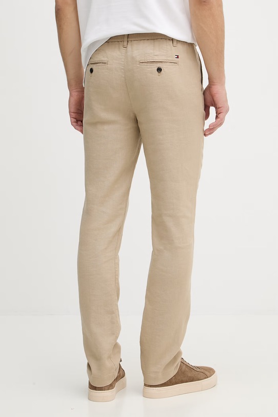 Oblečenie Tommy Hilfiger Nohavice pánske s ľanom MW0MW42337 béžová