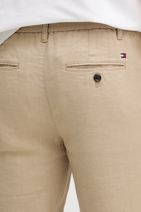 Tommy Hilfiger Nohavice pánske s ľanom béžová MW0MW42337