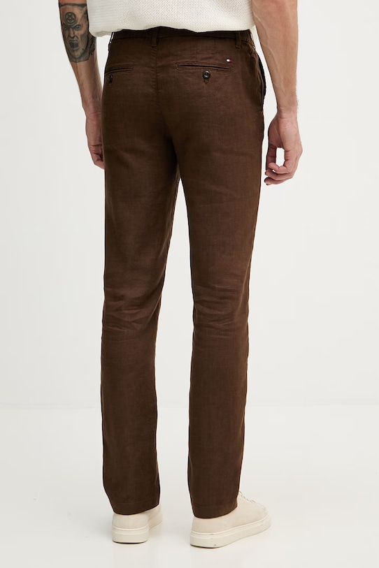 Дрехи Tommy Hilfiger панталон мъжки с лен MW0MW42337 кафяв