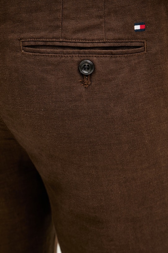 Tommy Hilfiger nohavice pánske s ľanom hnedá MW0MW42337