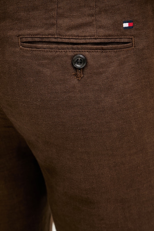 Tommy Hilfiger панталон мъжки с лен кафяв MW0MW42337