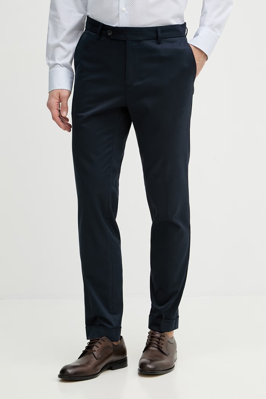 BOSS панталон мъжки от памук с еластан Genius тъмносин 50561572