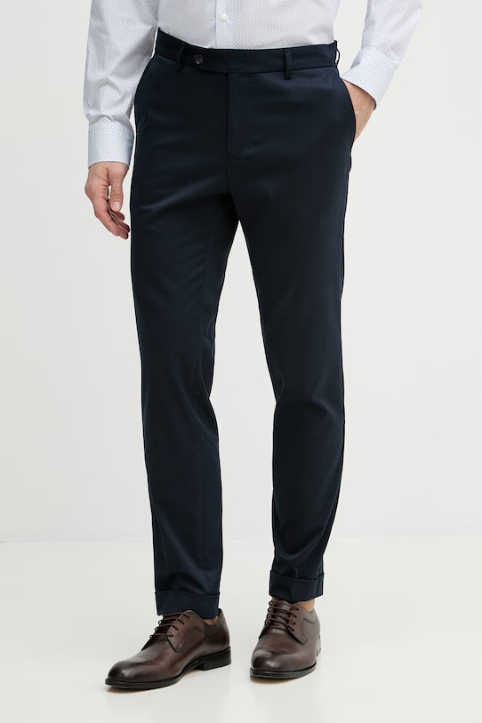 BOSS панталон мъжки от памук с еластан Genius тъмносин 50561572