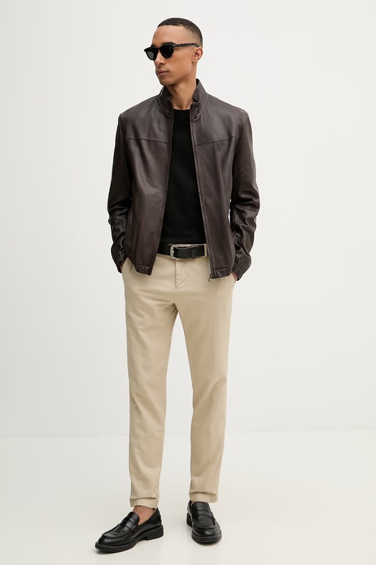 BOSS spodnie męskie z lnem Genius 50561585 beżowy SS26