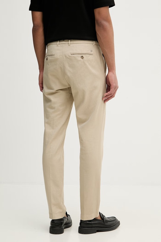Odzież BOSS spodnie męskie z lnem Genius 50561585 beżowy