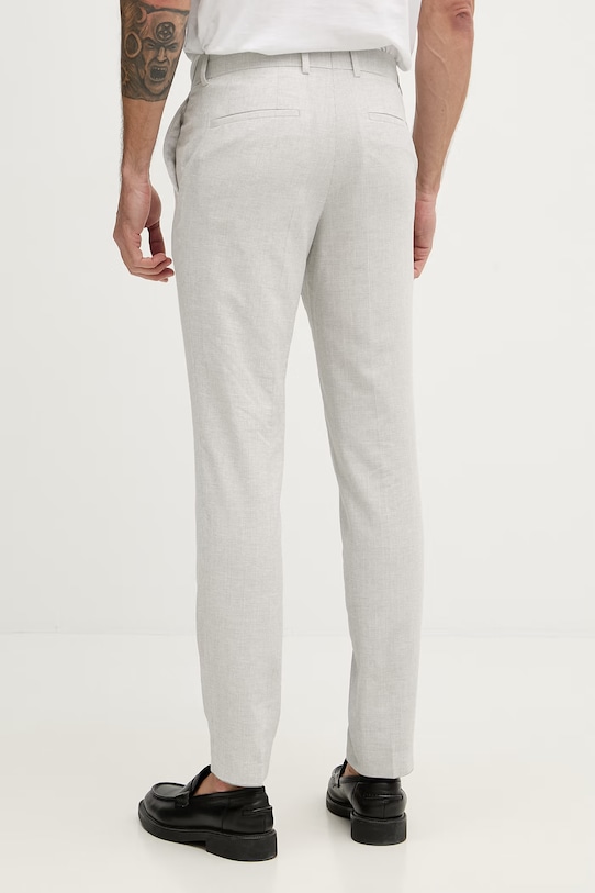 Oblečenie BOSS nohavice slim fit pánske s prímesou ľanu Genius 50561874 sivá