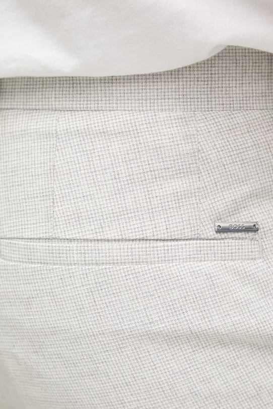 BOSS nohavice slim fit pánske s prímesou ľanu Genius sivá 50561874