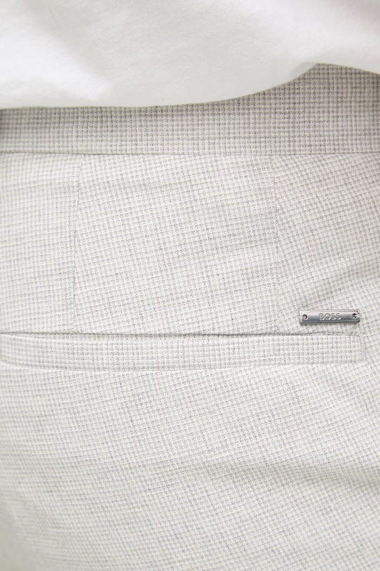 BOSS nohavice slim fit pánske s prímesou ľanu Genius sivá 50561874
