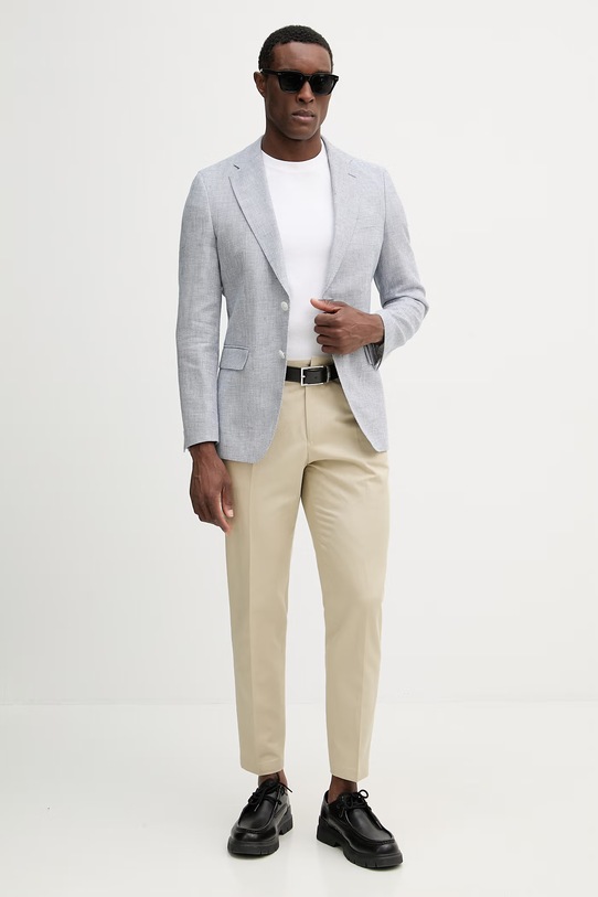 BOSS spodnie z dodatkiem lnu Perin 50567905 zielony SS26