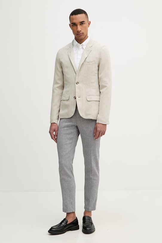 BOSS штани чоловічі з льоном Kane1 50557859 сірий SS26