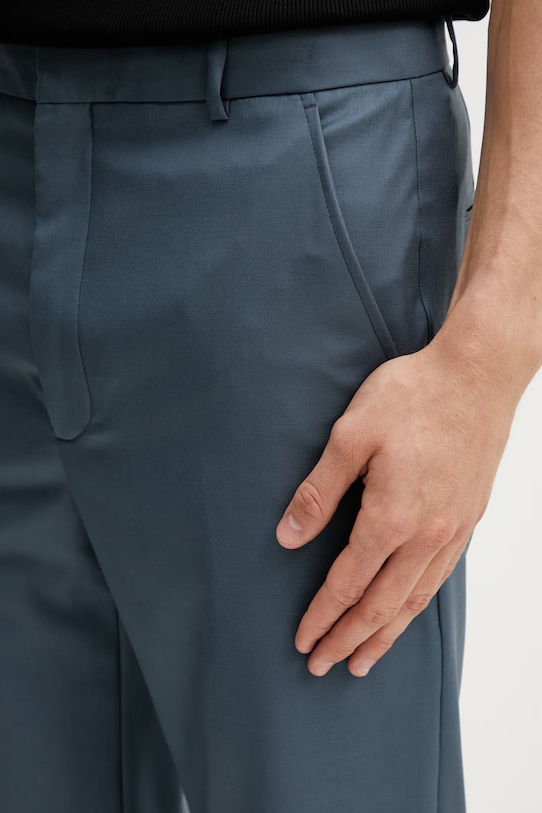 Kenzo Tailored Pants spodnie garniturowe wełniane męskie szary FG55PA2199TV