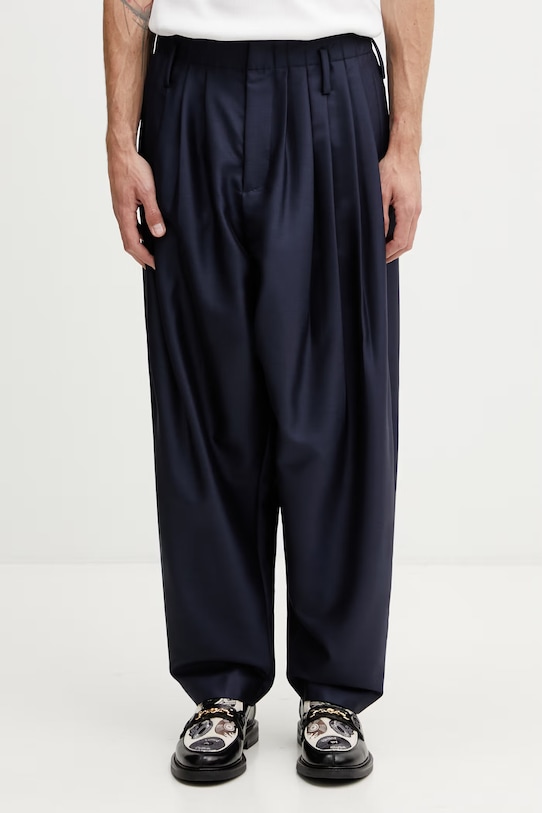 Kenzo Tailored Pants spodnie z wełną męskie granatowy FG55PA3849FA