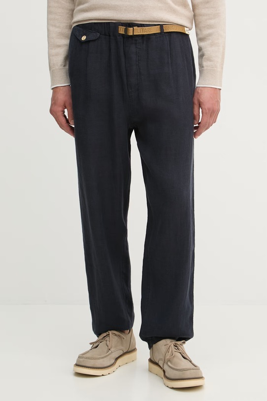 Aeronautica Militare spodnie lniane tkanina granatowy PA1712UCT04293