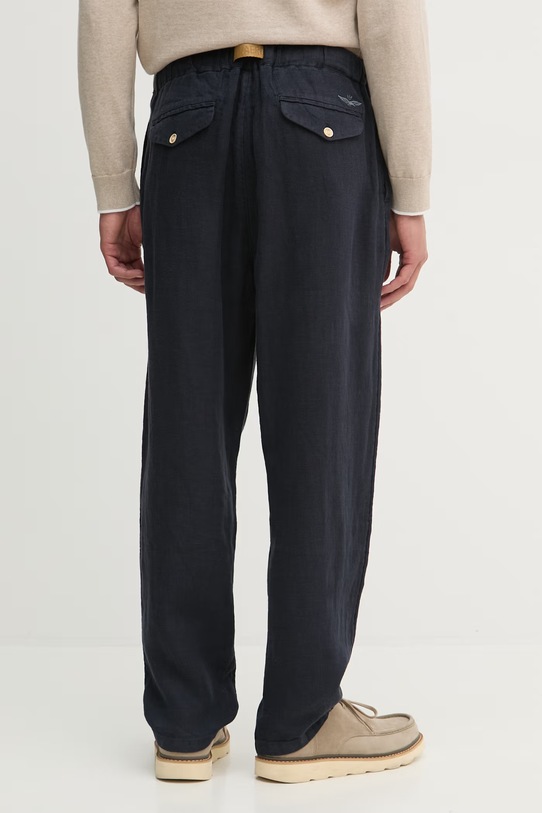 Odzież Aeronautica Militare spodnie lniane PA1712UCT04293 granatowy