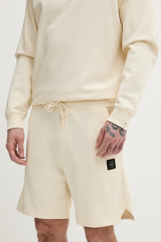 HUGO szorty dresowe męskie bawełniane Despen_RB beżowy 50559712
