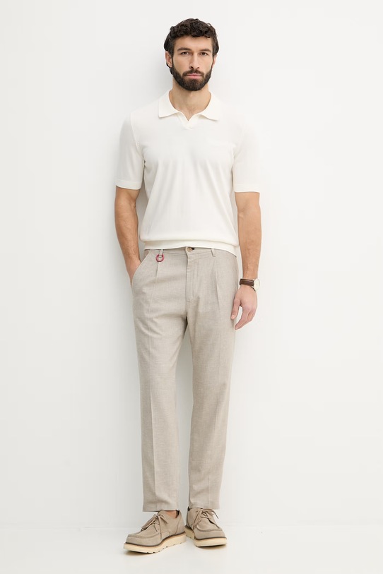Joop! spodnie męskie z domieszką lnu 30102837 beżowy SS26