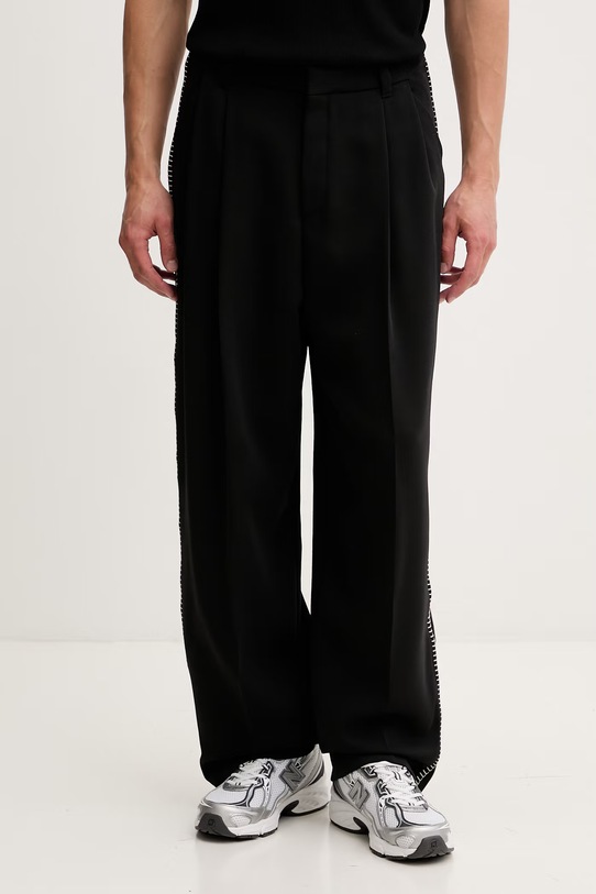 HUGO hlače moške z volno Fedix262F1X črna 50559583