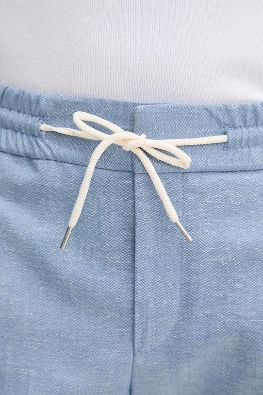 HUGO nohavice slim fit pánske s prímesou ľanu Getlin251F3 modrá 50559695