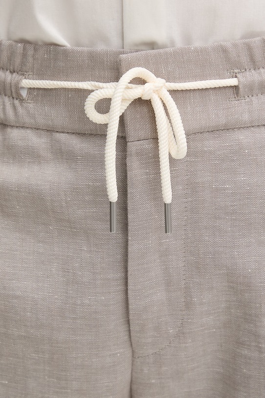 HUGO nohavice slim fit pánske s prímesou ľanu Getlin251F3 béžová 50559695