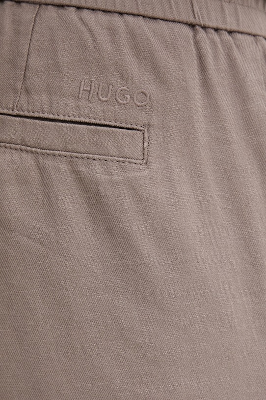 HUGO nohavice straight pánske s ľanom Cino262FW béžová 50562791