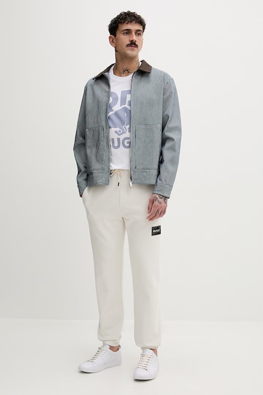 HUGO spodnie dresowe bawełniane Daylony 50557453 beżowy SS26