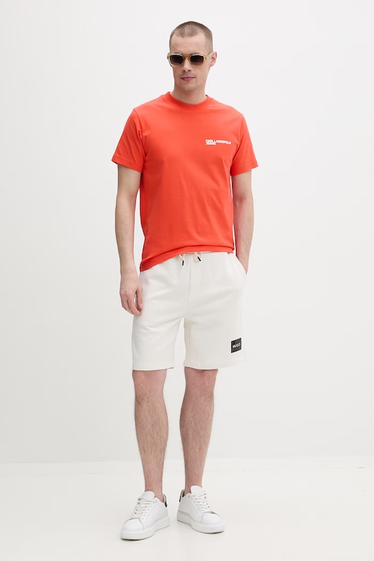 HUGO spodnie dresowe męskie bawełniane Darix 50557471 beżowy SS26