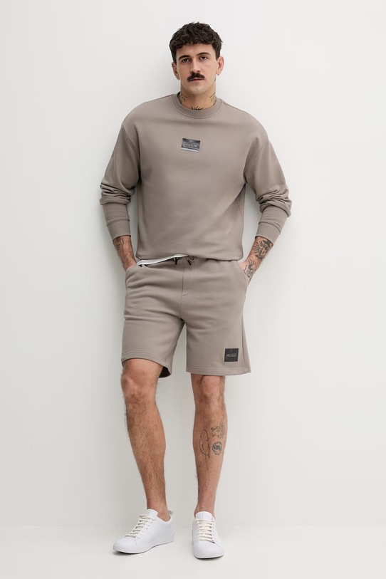 HUGO tepláky mužské bavlněné Darix 50557471 béžová SS26