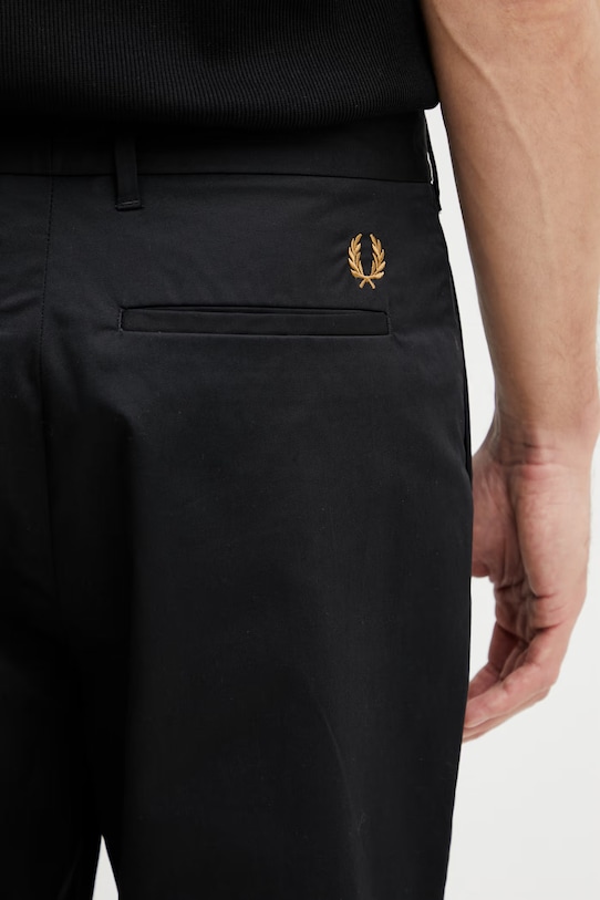 Fred Perry pantaloni in cotone da uomo nero T2301
