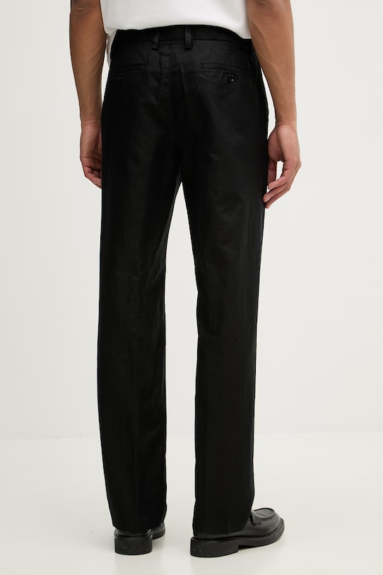 Odzież Michael Kors spodnie regularne męskie z lnem CS6304BKPY czarny