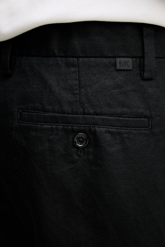 Michael Kors spodnie regularne męskie z lnem czarny CS6304BKPY