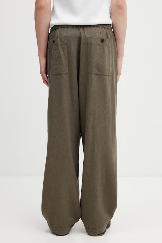 Odzież Undercover PANTS spodnie z dodatkiem lnu męskie UP1F4502 zielony