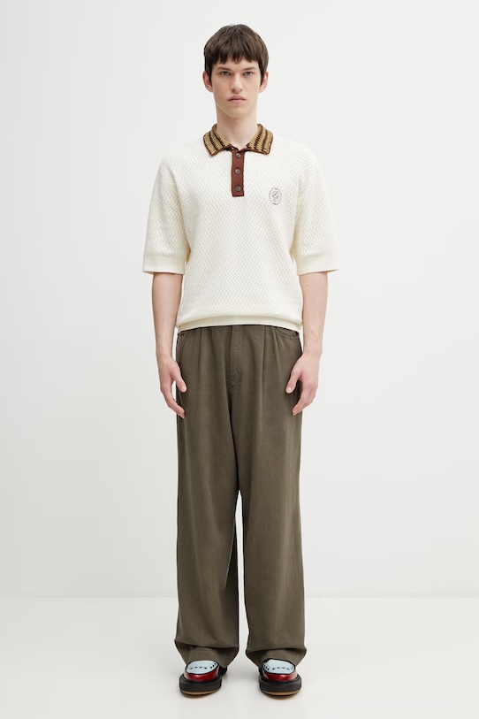 Undercover PANTS spodnie z dodatkiem lnu męskie zielony UP1F4502