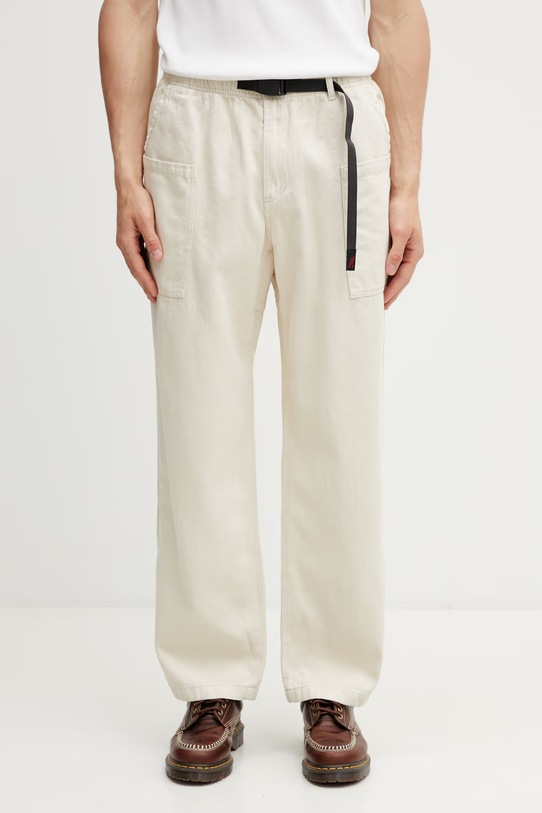 Gramicci HEMP RELAXED PANT spodnie boyfriend z bawełną męskie beżowy G6SM.P005.