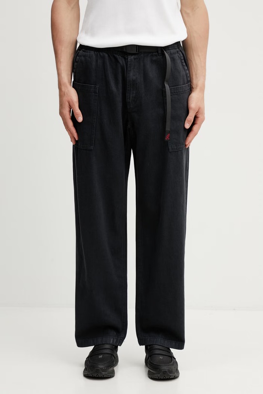 Gramicci HEMP RELAXED PANT spodnie boyfriend z bawełną męskie czarny G6SM.P005.
