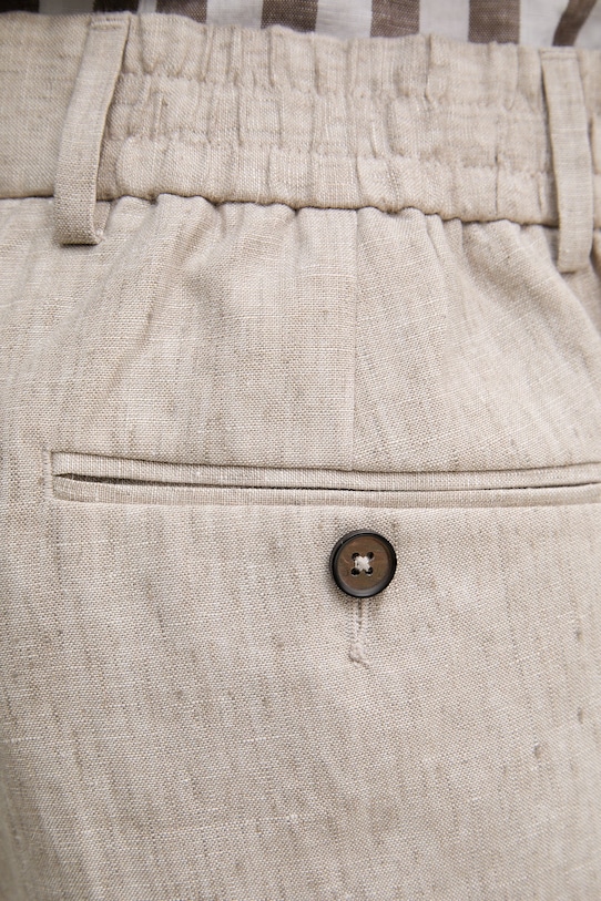 Michael Kors spodnie męskie lniane beżowy MK0SP01211