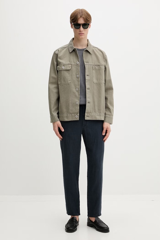 rag & bone spodnie męskie lniane RV5326S7MCO granatowy SS26