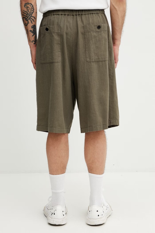 Odzież Undercover szorty z lnem męskie UP1F4503 zielony