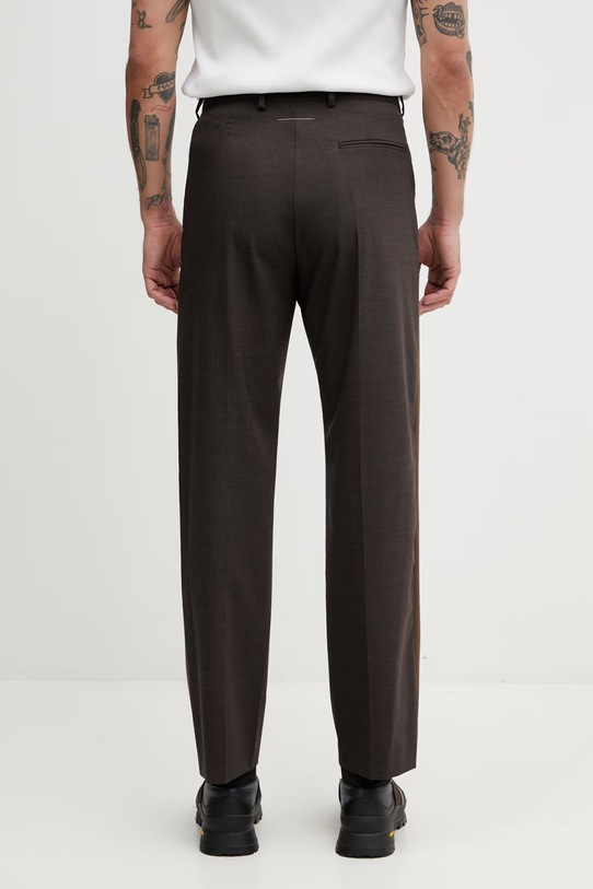 Odzież MM6 Maison Margiela spodnie męskie z dodatkiem wełny SH2KA0062.M35733 brązowy