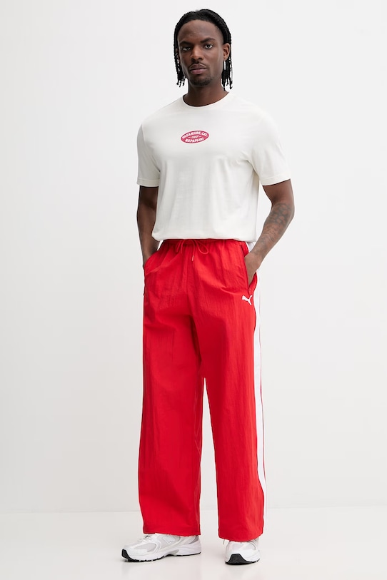 Puma spodnie dresowe Oversized 629594 czerwony SS26