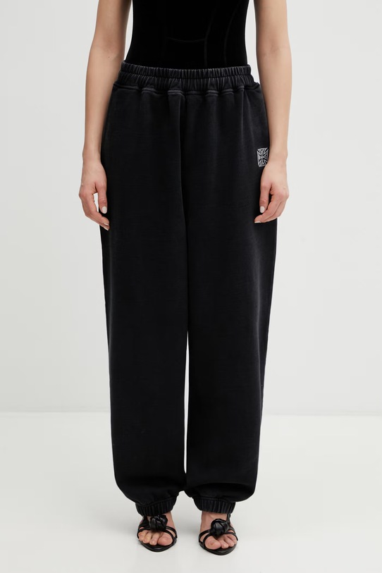 VETEMENTS spodnie dresowe bawełniane Biker Cross Logo ME76SP160B czarny SS26