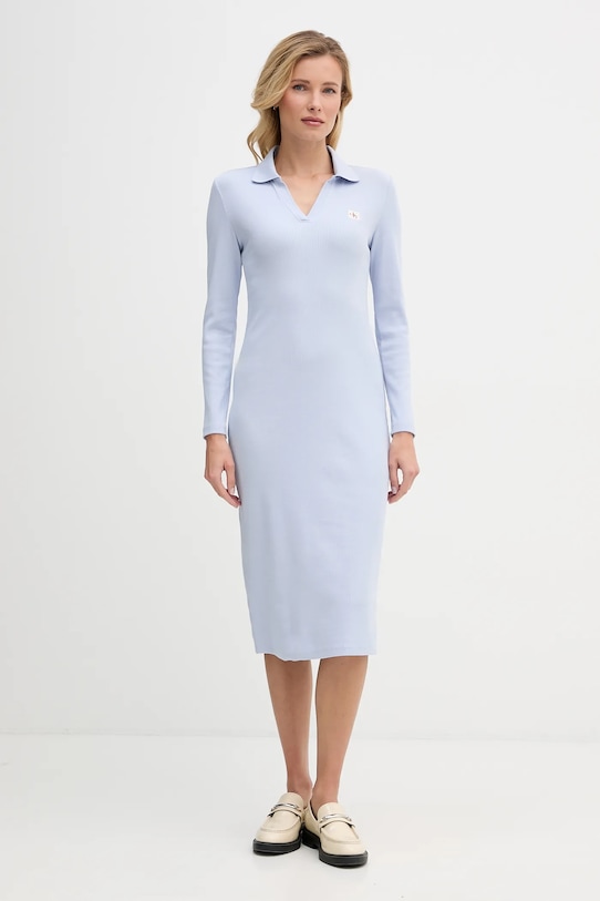 Φόρεμα Calvin Klein Jeans με ελαστάν μπλε LV047E202G