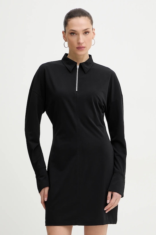 Φόρεμα Calvin Klein Jeans με ελαστάν μαύρο LV044E250G